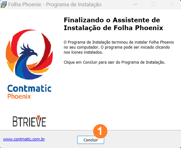 Tela indicando a finalização da atualização e exibindo um botão Concluir.