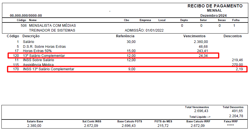 Recibo de pagamento referente ao salário mensal de um funcionário exemplo.