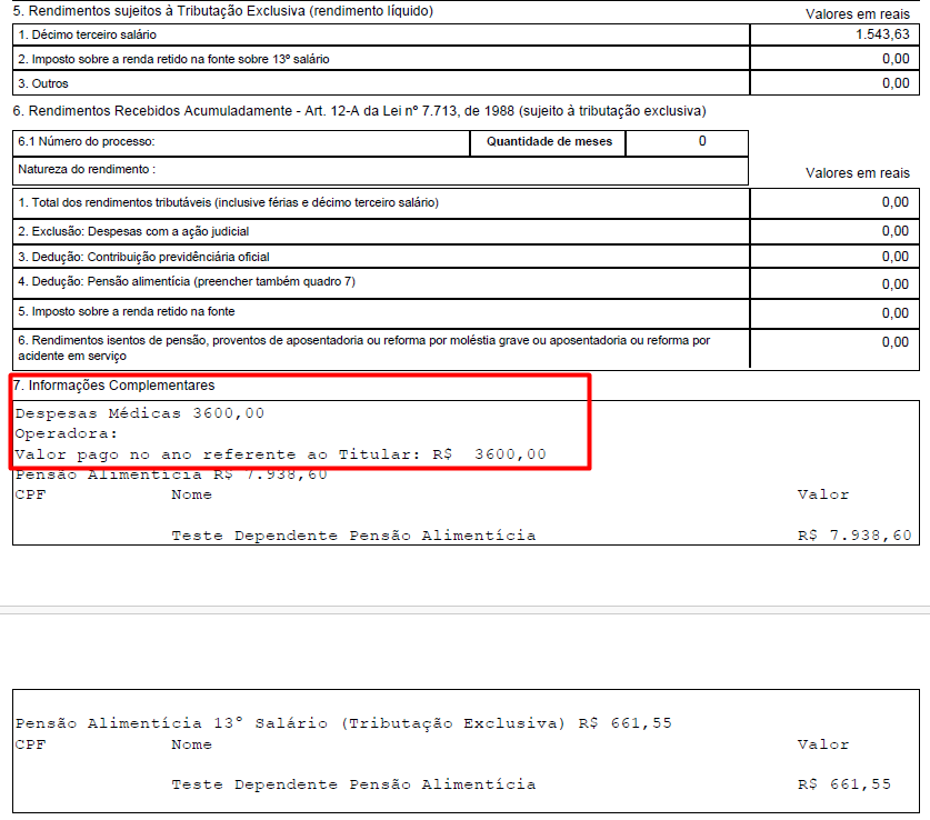 Comprovante de rendimentos pagos e de imposto sobre a renda retido na fonte de um funcionário exemplo.