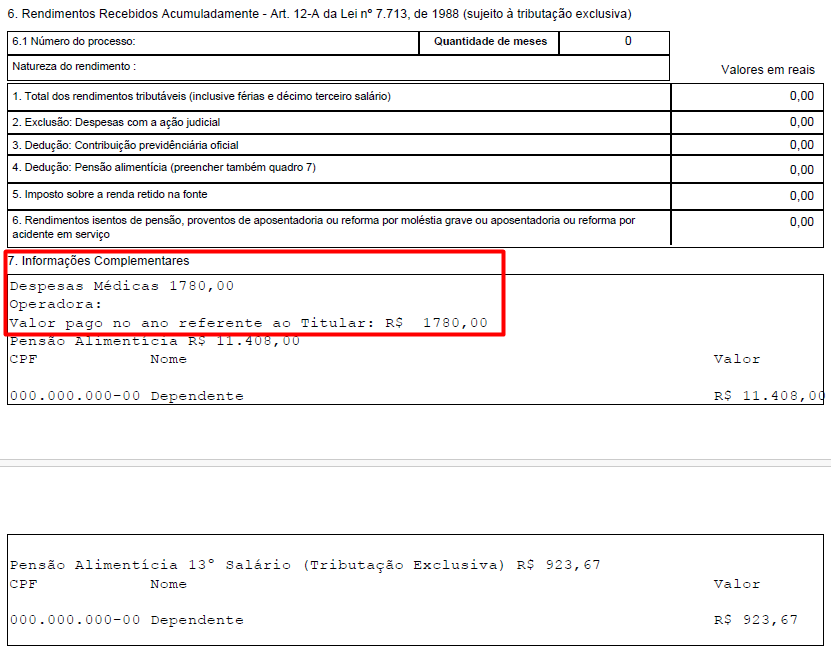Comprovante de rendimentos pagos e de imposto sobre a renda retido na fonte de um funcionário exemplo.