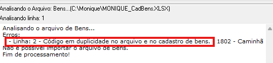 Tela de verificação exibindo erro na linha 2.