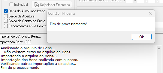 Tela de importação de arquivo exibindo push de fim de processamento.