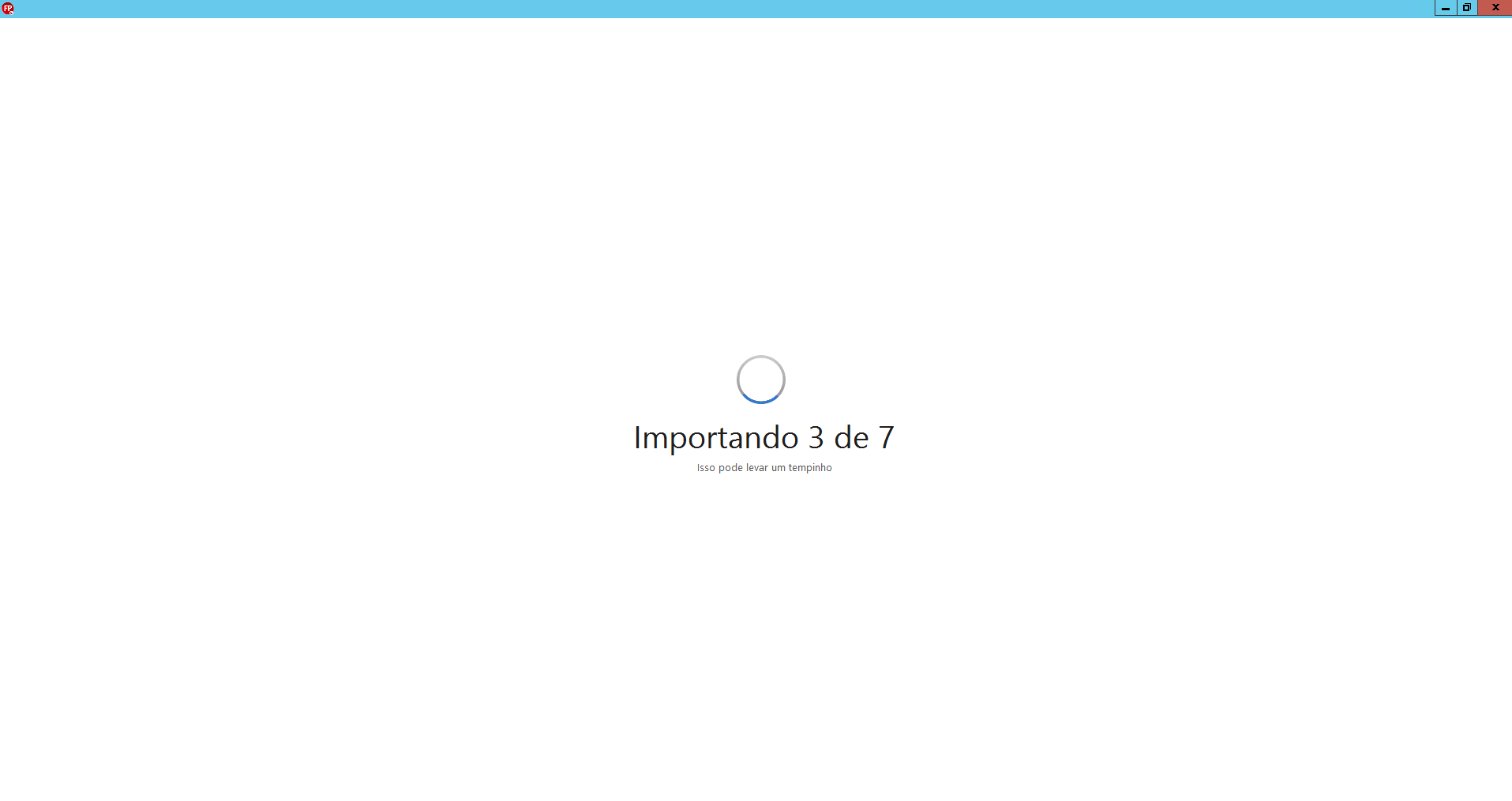 Tela de carregamento da importação de funcionários exibindo o progresso.