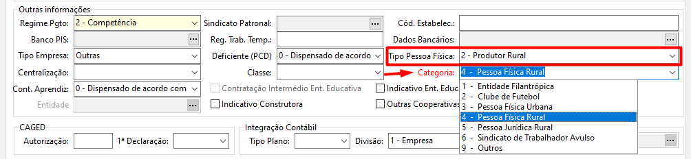 Aba Folha da tela de cadastro de empresas no sistema Folha. Possui campos para preenchimento dos dados de INSS, FGTS, informações de pagamento, etc.
