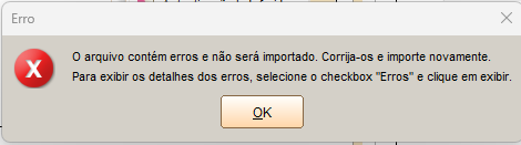 Erro exibido pelo sistema Contábil ao tentar gerar ECD sem movimentação.