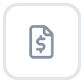Ícone representando um documento com o símbolo de cifrão ($), usado para identificar documentos financeiros, como boletos ou recibos.