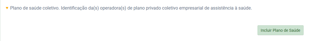 Seção 'Plano de saúde coletivo' exibindo o título identificador e o botão 'Incluir plano de saúde'.
