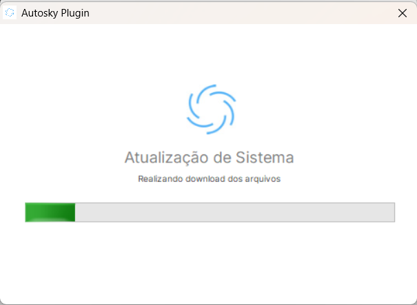 Interface do AutoSky Plugin exibindo barra de progresso verde durante o download de uma atualização de sistema..png