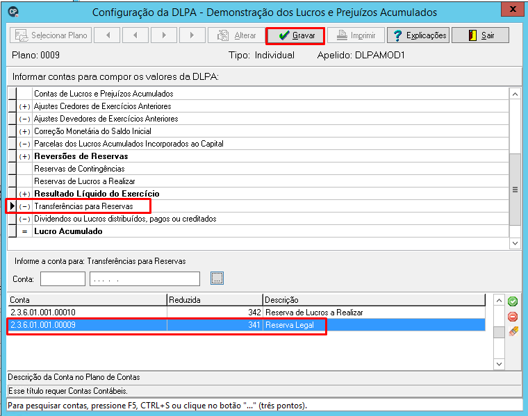 Tela de geração da ECD destacando a aba "Demonstrações" e a opção de selecionar o modelo de DLPA/DMPL configurado.