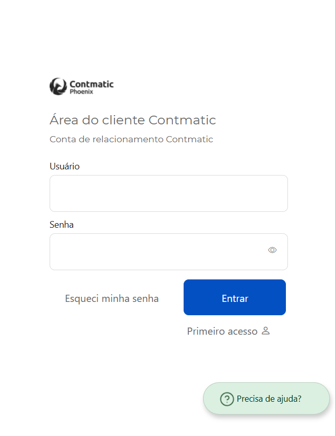 Imagem da tela da Área do Cliente para inserir o usuário e a senha, para entrar no sistema.