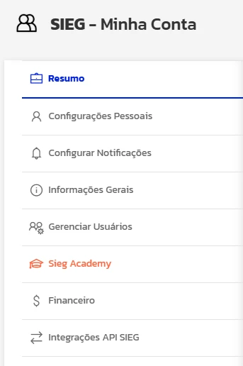 Página de Conexões exibindo o card da integração SIEG com o botão Configurar em azul.