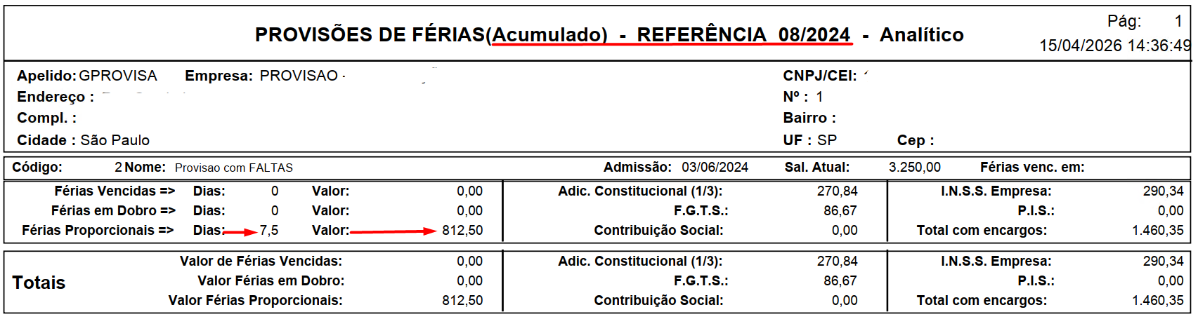 Visualização do acumulado anterior no sistema