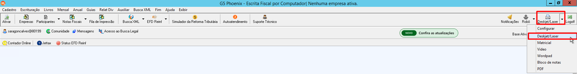 Configuração do modo de visualização para Deskjet/Laser