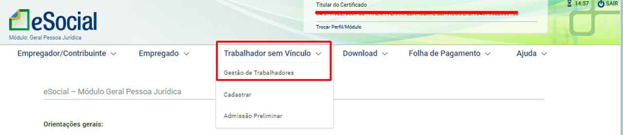 Consulta de TSVE no portal do eSocial