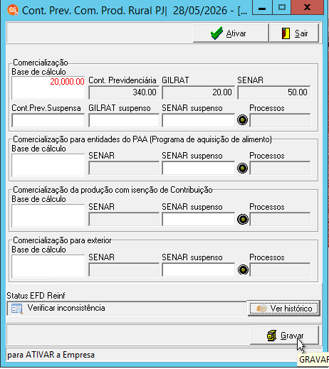 Demonstração da contribuição apurada