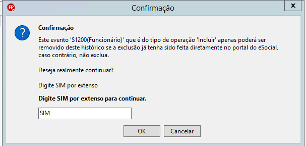 Confirmação de exclusão