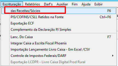 Visualização do valor integrado no campo Outras Receitas do JR Phoenix
