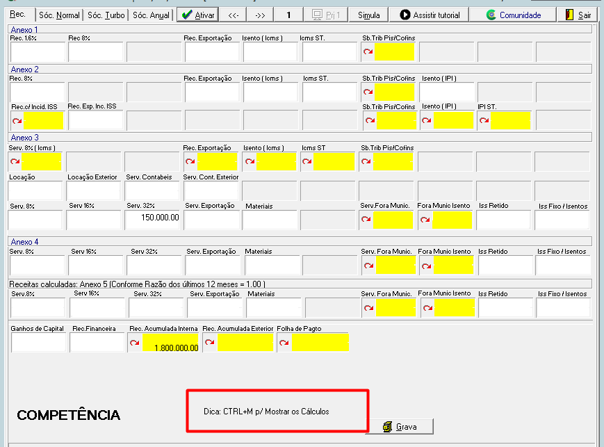 Atalho CTRL M ou menu Relatórios