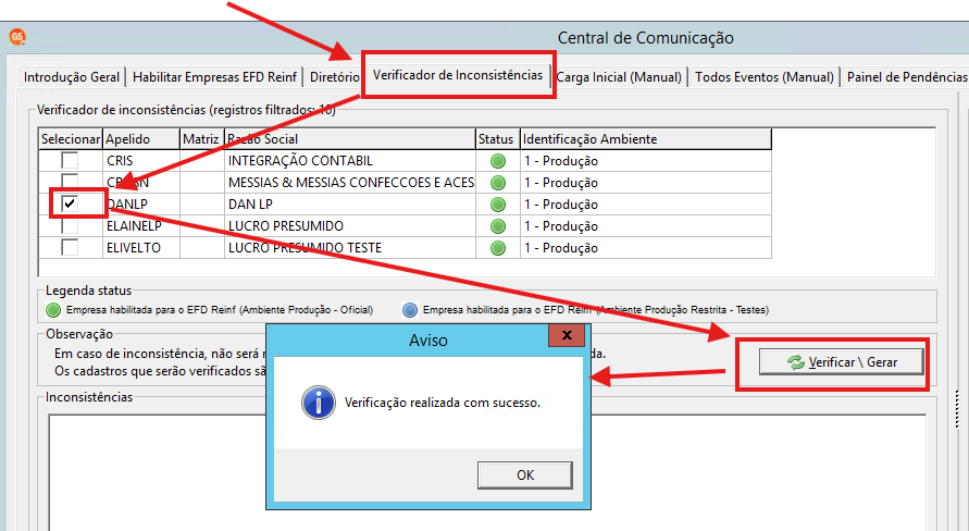 Verificar e gerar novos registros