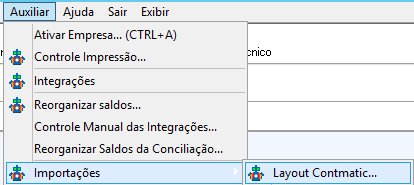 Tela de importação de arquivos no sistema Contábil