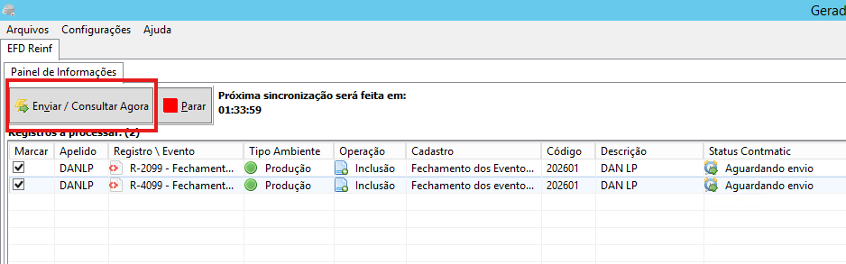 Enviar e Consultar Agora