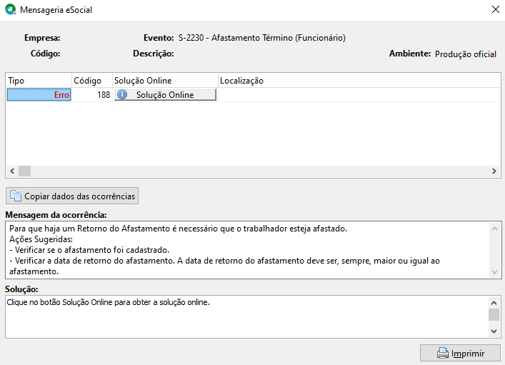 Erro 188 no eSocial