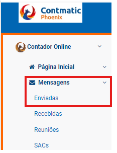Aba Enviadas no menu Mensagens.