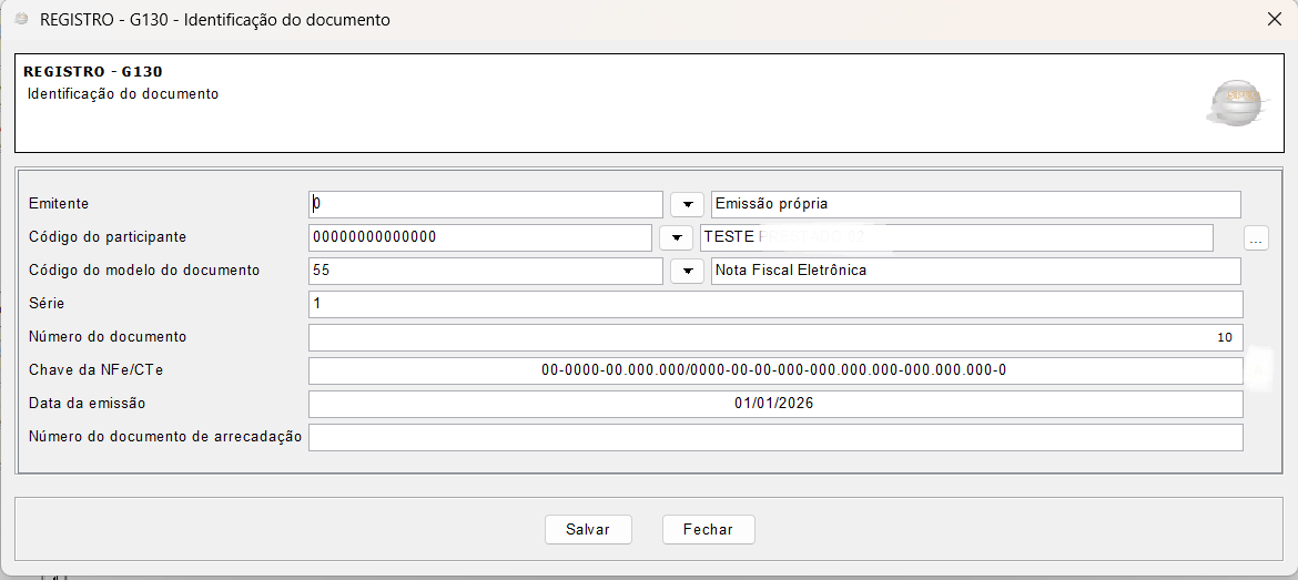 Registro G130