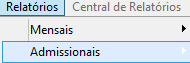Menu Relatórios Admissionais no Folha Web
