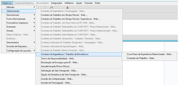 Documentos admissionais disponíveis no Folha Web