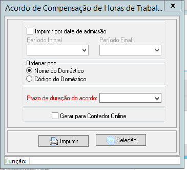 Configurações do Acordo de Compensação de Horas de Trabalho