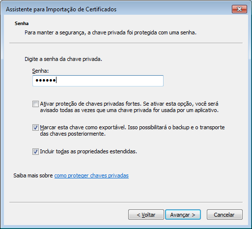Assistente para Importação de Certificados