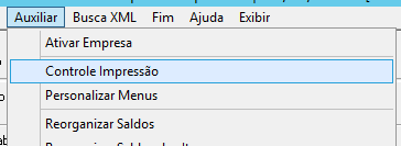 Menu Controle de Impressão