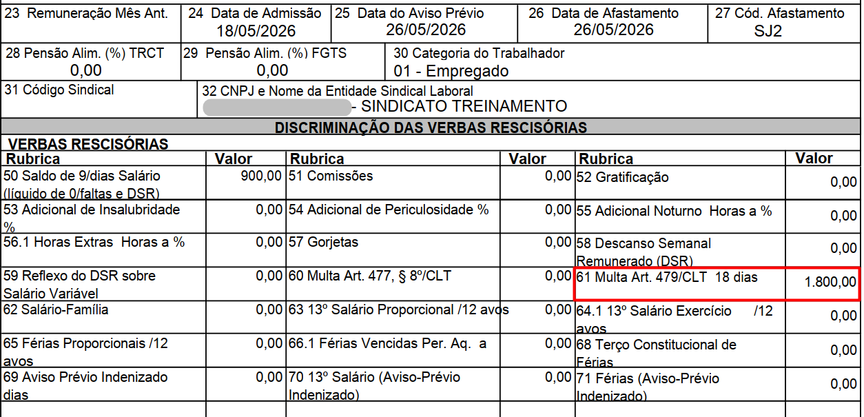 Cálculo da indenização tipo 4