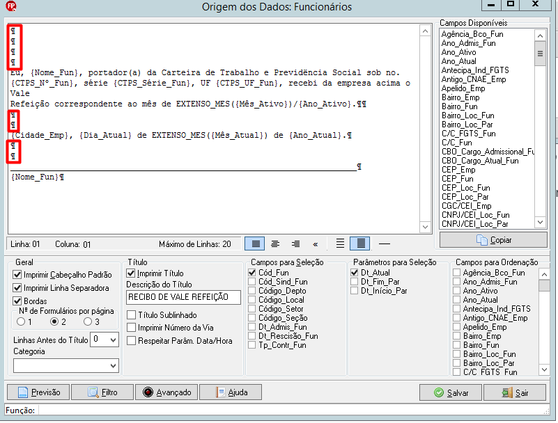 Configuração de Layout do Texto