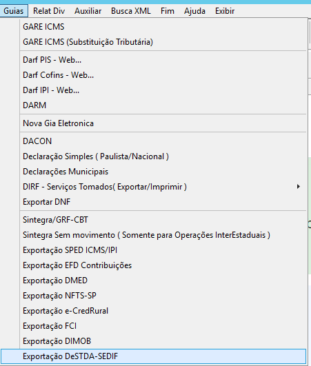 Exportação DeSTDA-SEDIF
