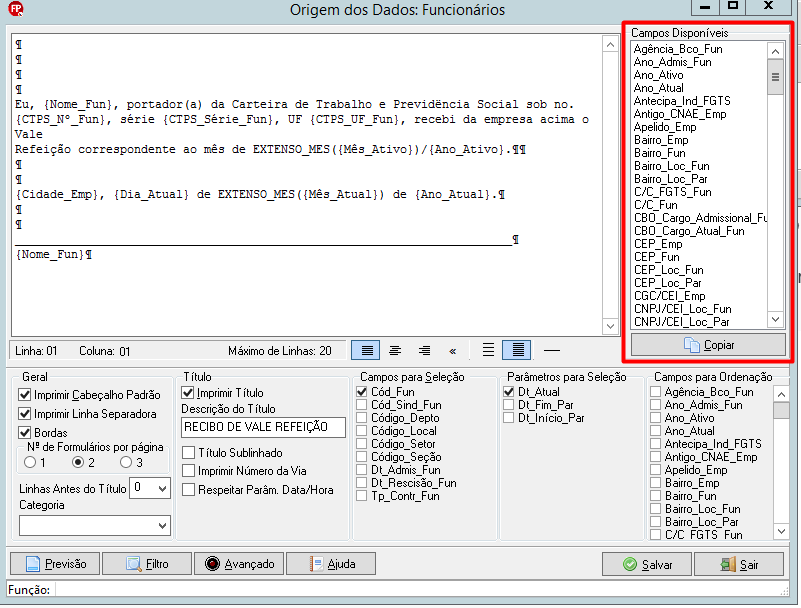 Inserção de Macros no Documento