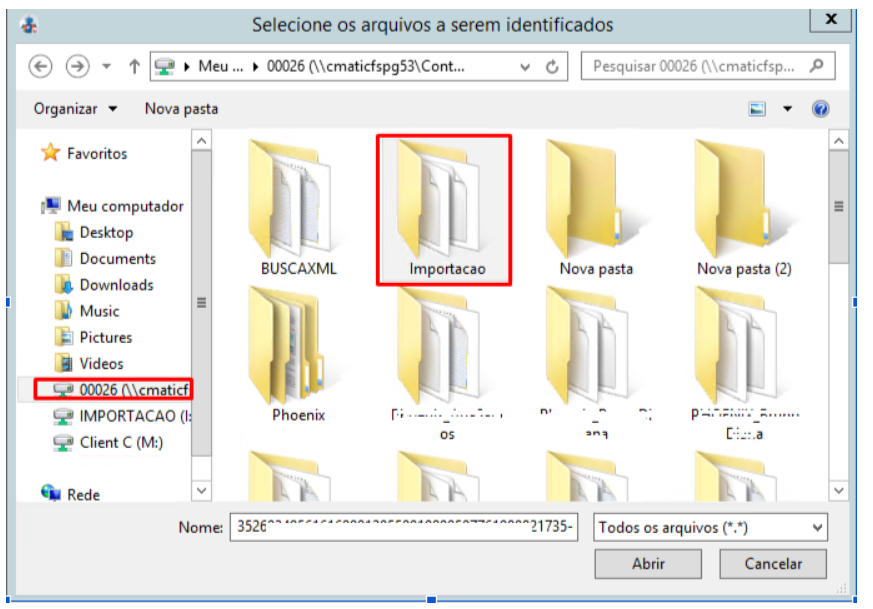 Navegação de pastas.