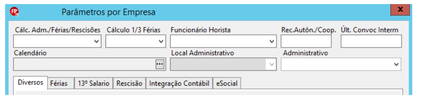 Configurações da aba Parâmetros Gerais