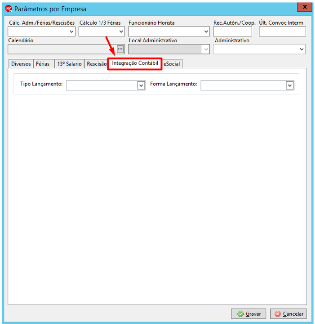 Configurações da Forma de lançamento