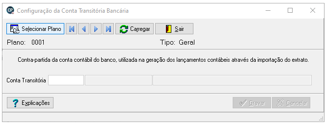 Configuração de conta transitória.