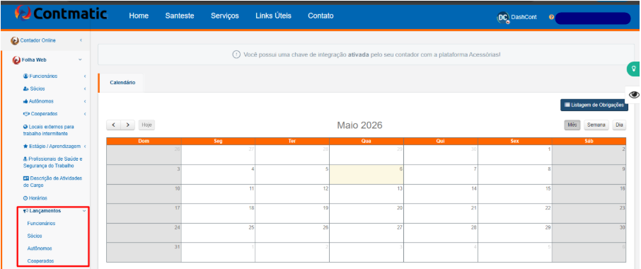Opções de lançamentos por tipo de colaborador