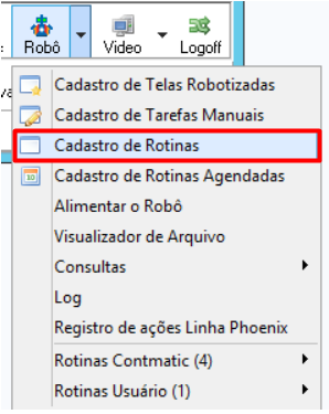 Menu Robô no Contábil