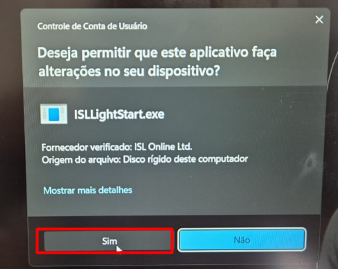 Informar código e permitir acesso.