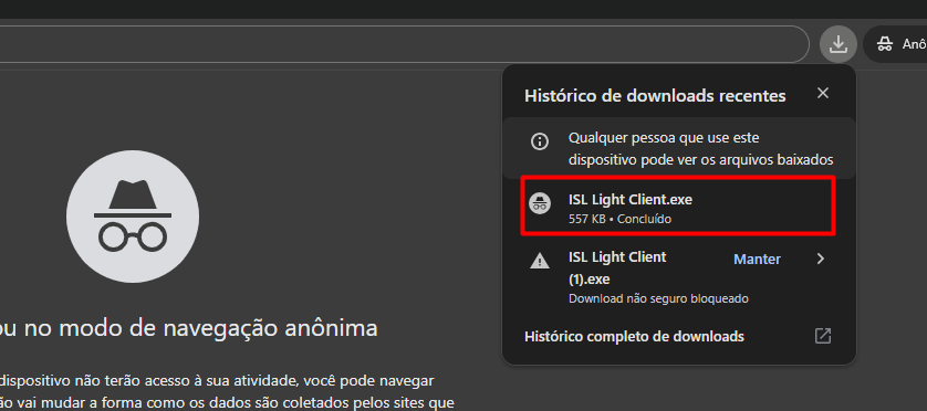 Download do arquivo de suporte.
