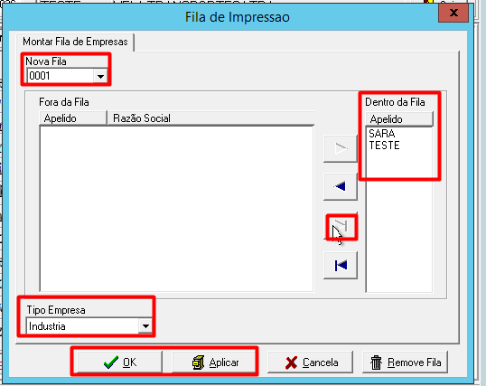 Tela de Cadastro de Fila
