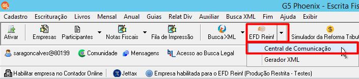 Acesso à Central de Comunicação da EFD-Reinf