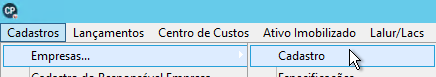 Menu Cadastros Empresas Cadastro