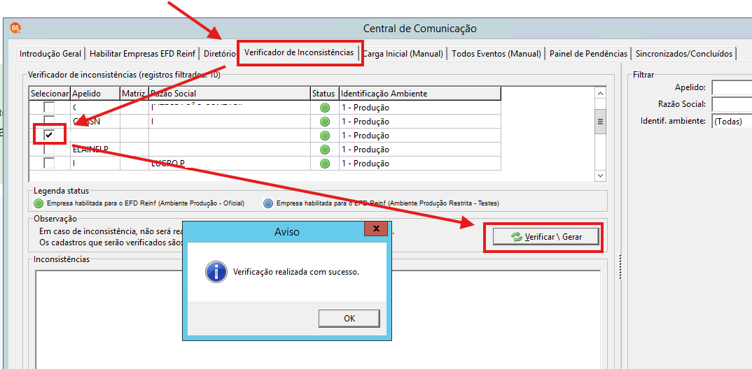 Verificador de Inconsistências