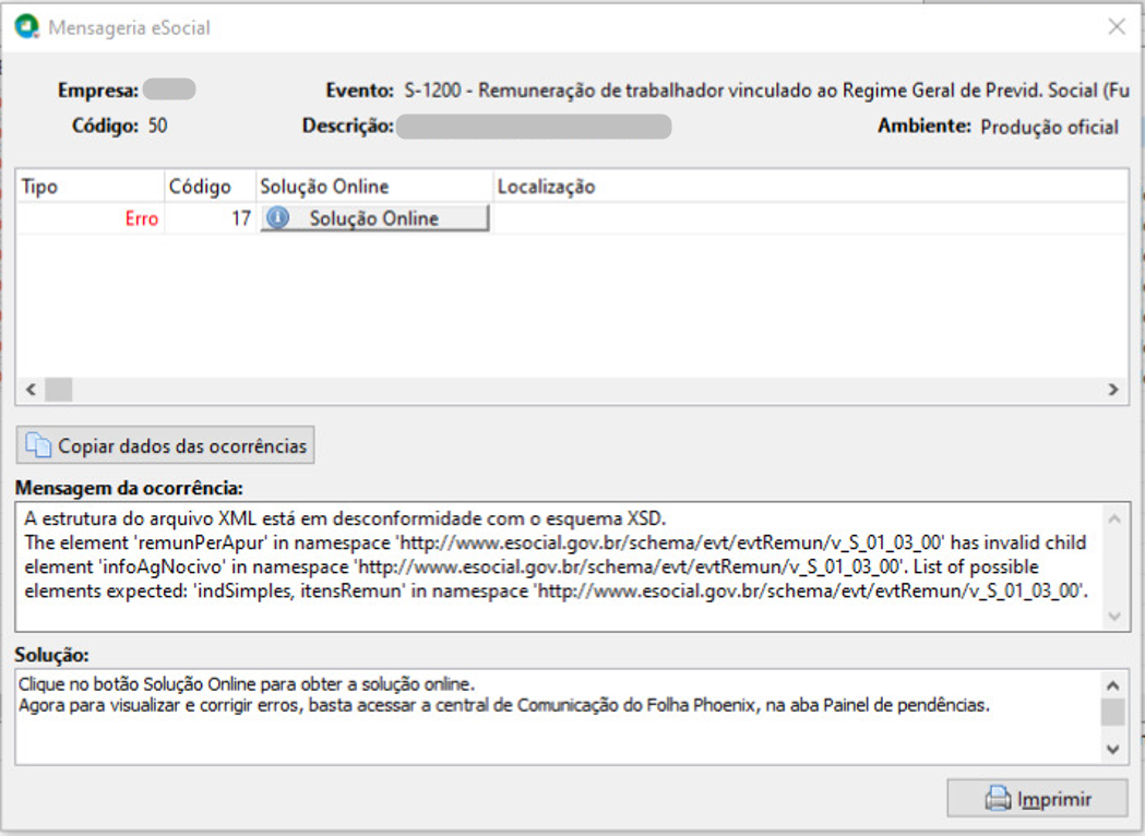 Erro 17 no eSocial